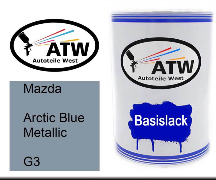 Mazda, Arctic Blue Metallic, G3: 500ml Lackdose, von ATW Autoteile West.